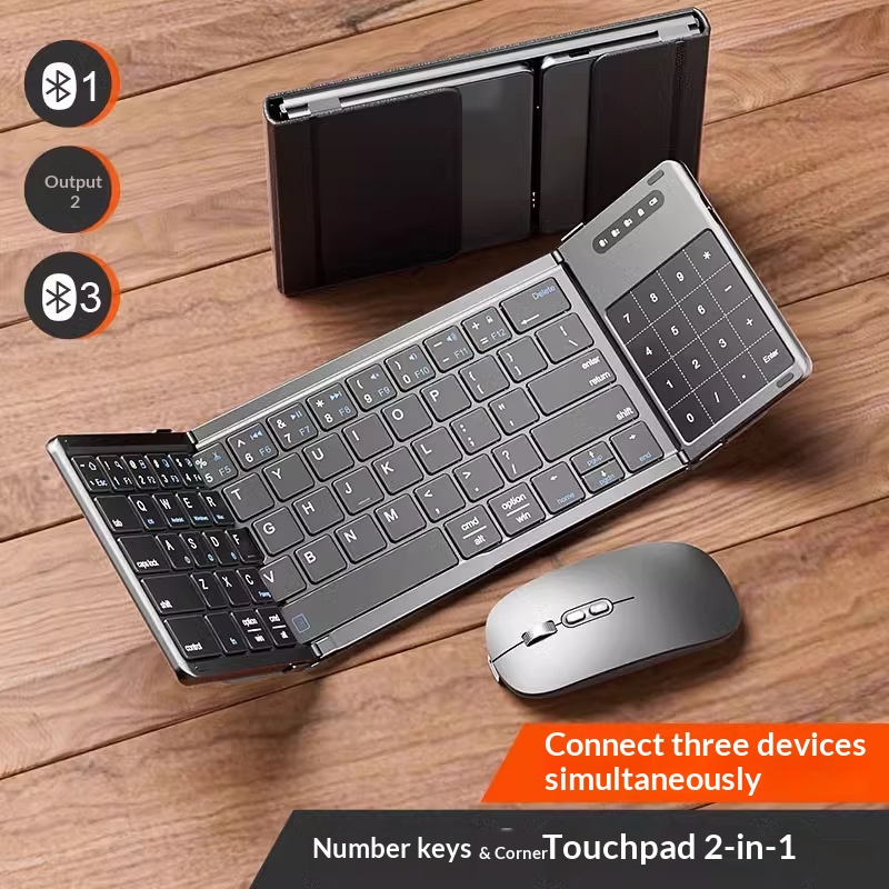 Mini Wireless Mouse - Mengzu Üç Katlı Kablosuz Bluetooth Klavye,
